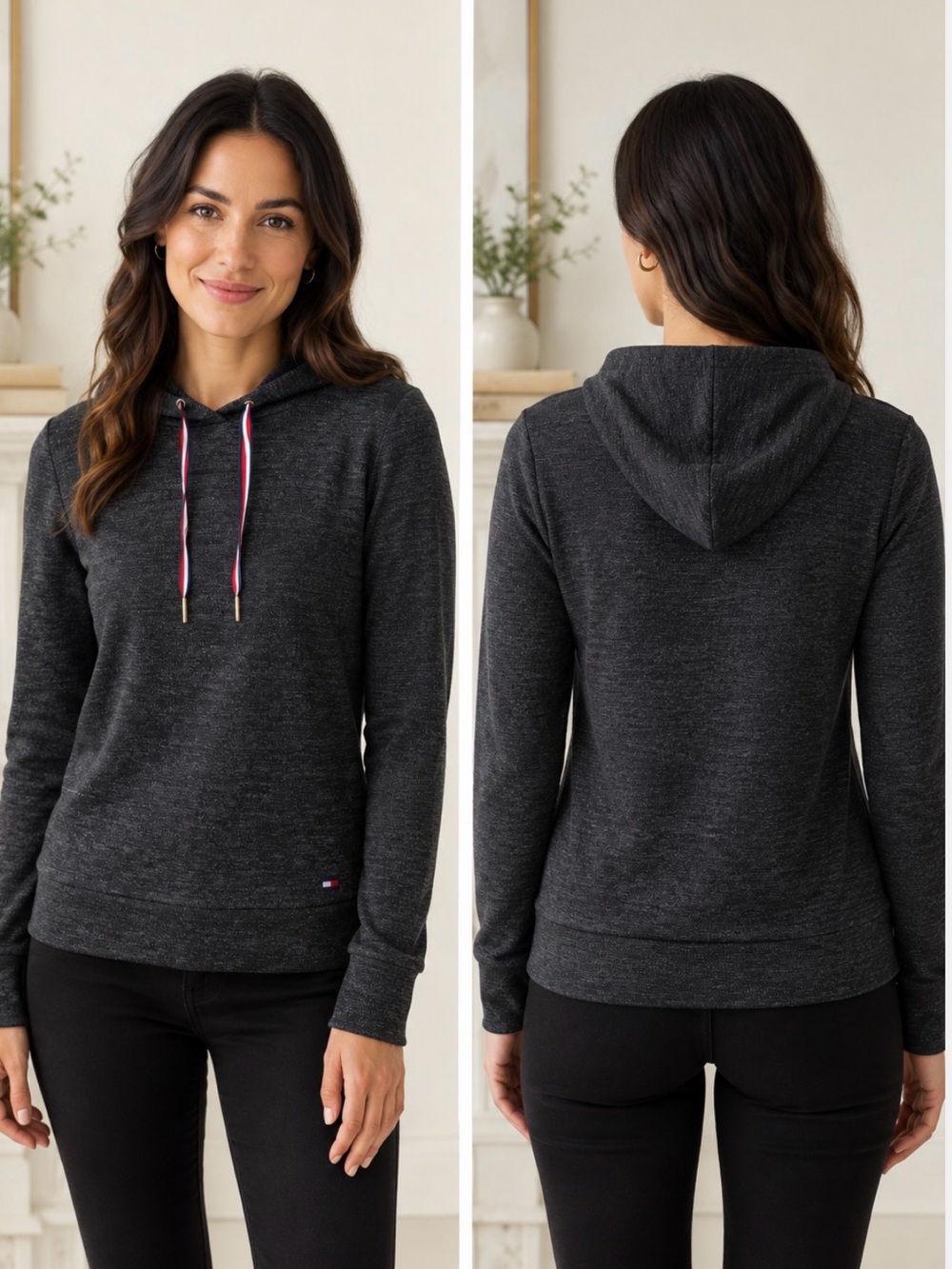 Tommy Hilfiger NWT Heathered Charcoal Pullover Hoodie Size Small